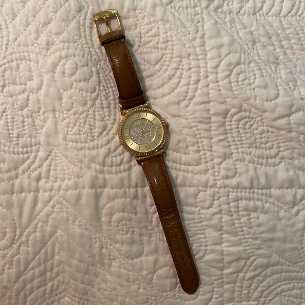 Michael Kors Leather & Gold Watch